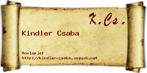 Kindler Csaba névjegykártya